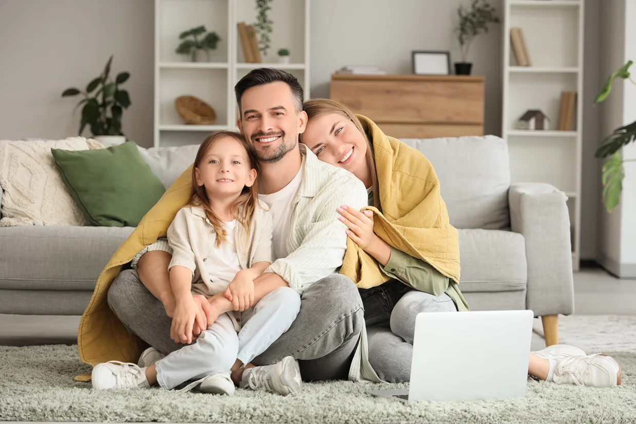 Family Inside under blanket fall